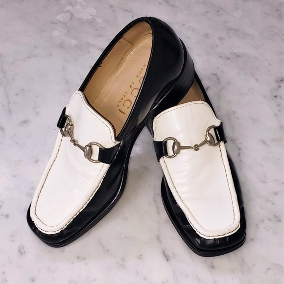 Gucci Horsebit Loafers Vintage 1996 Two-Tone Black & White, M Sz 5.5 D; W Sz 7 - Picture 6 of 16
